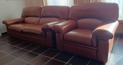 Grote lederen sofa 2 en 1 zit in goede staat, Huis en Inrichting, Zetels | Zetels, Gebruikt, Rechte bank, Tweepersoons, 150 tot 200 cm