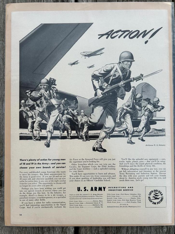 US WO2 advertentie met gliders / parachutisten, airborne, Verzamelen, Militaria | Tweede Wereldoorlog, Ophalen of Verzenden