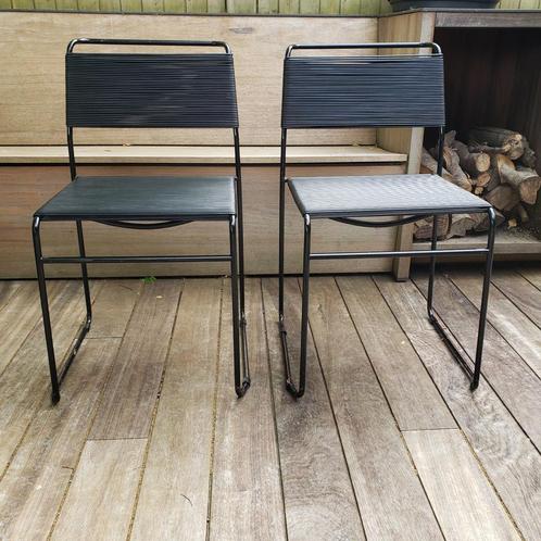 2 belotti spaghetti stoelen, Huis en Inrichting, Stoelen, Gebruikt, Zwart, Ophalen