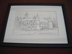 Ingekaderde pentekening "Kasteel Alden Biesen", Ophalen of Verzenden