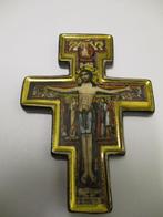VINTAGE KRUIS VAN HEILIGE FRANCISCUS-SINT-DAMIAAN-TERRACOTTA, Ophalen of Verzenden, Gebruikt, Beeld(je), Christendom | Katholiek