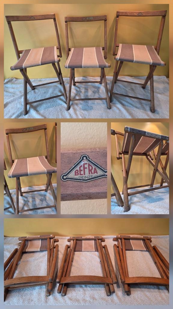Vintage houten plooistoeltjes Befra, Huis en Inrichting, Stoelen, Zo goed als nieuw, Ophalen