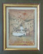 RENE CARCAN / CHATEAU SUR RHIN / KLEURETS + RELIEF / 26x21cm, Ophalen of Verzenden