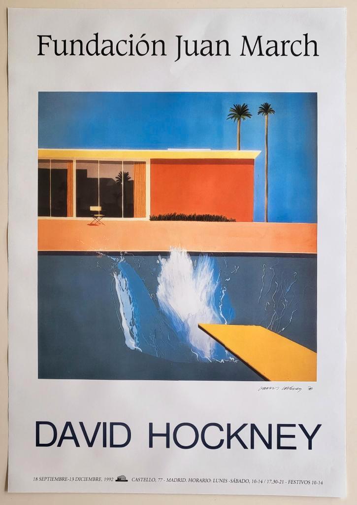David Hockney - A bigger splash - Exhibitie-offset - 1992, Antiek en Kunst, Kunst | Litho's en Zeefdrukken, Verzenden