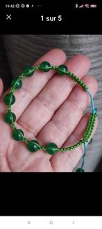 Bracelet réglable avec jade naturel, Bijoux, Sacs & Beauté, Avec pierre précieuse, Enlèvement ou Envoi, Neuf