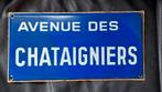 Authentiek straatnaambord email 'Avenue des Châteigniers', Antiek en Kunst, Ophalen of Verzenden