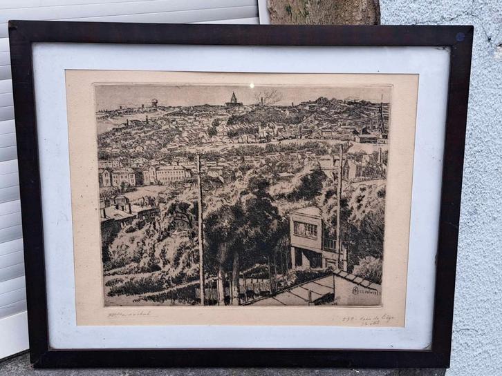 gravure coin de liege signe francois marechal, Antiquités & Art, Art | Eaux-fortes & Gravures, Enlèvement ou Envoi