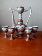 Likeurkaraf/vier glazen van Chinees porselein 1970, Ophalen of Verzenden