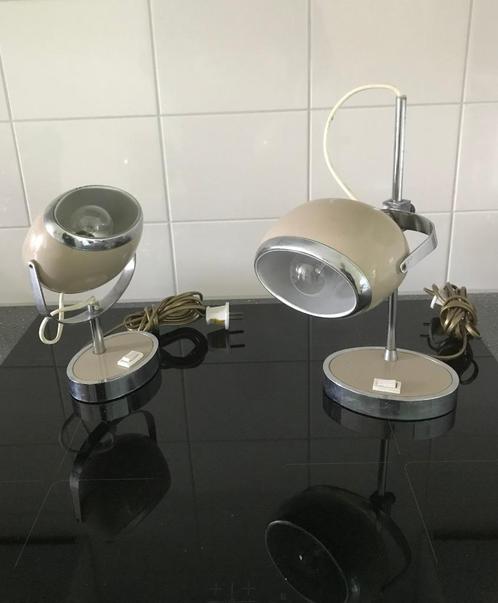 2 Retro vintage bureau bed eyeball space age lampen, Huis en Inrichting, Lampen | Tafellampen, Gebruikt, Minder dan 50 cm, Metaal