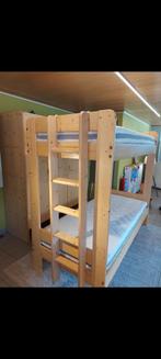Stevig, volhouten stapelbed + 2 matrassen, Ophalen, Gebruikt, Stapelbed