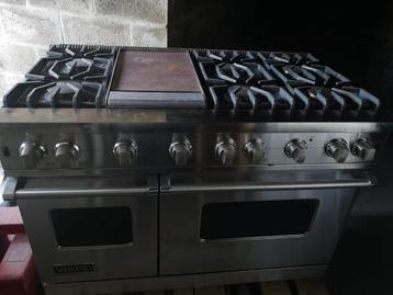 Fourneau VIKING de luxe 120 cm 6 feux + plancha, Gaz, 85 à 90 cm, Plaque chauffante, Encastré