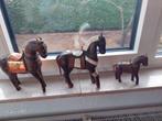 3 petits chevaux Marwari en bois, laiton et nacre, Enlèvement ou Envoi, Utilisé, Animal