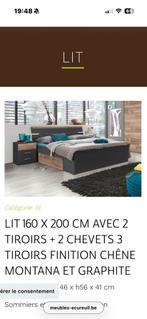 Lit a vendre 650€ negociable,tout compris sommier et matelas, Maison & Meubles, Gris, Comme neuf, Enlèvement, 200 cm