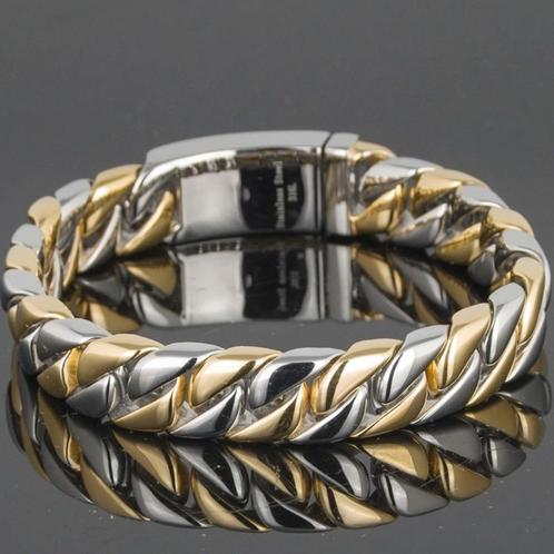 Goud en zilverkleurige armband, Bijoux, Sacs & Beauté, Bracelets, Neuf, Acier, Or, Envoi