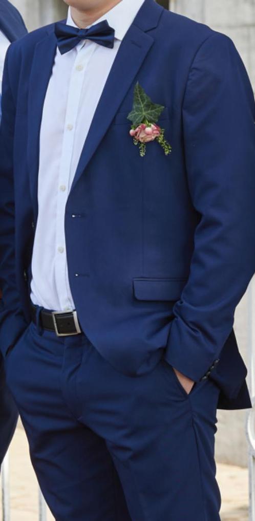 Blauw kostuum (Jack & Jones Premium), Kleding | Heren, Kostuums en vesten, Nieuw, Maat 52/54 (L), Blauw, Ophalen of Verzenden