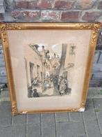 lithographie rehausse de pastel signe romeo dumoulin, Antiek en Kunst, Ophalen of Verzenden