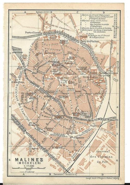 1910 - Mechelen stadsplannetje, Boeken, Atlassen en Landkaarten, Verzenden