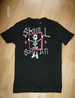 t-shirt zwart merk bershka (doodskop) - maat xs, Zwart, Ophalen of Verzenden, Bershka, Gedragen
