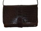 Jean Charles handtas – leer & babycroco– bruin, Ophalen of Verzenden, Gebruikt, Bruin, Handtas