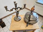 Tinnen kandelaar en koffiepot, Antiek en Kunst, Ophalen