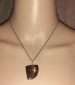 Ketting edelsteen hanger vintage tijgerijzer, Handtassen en Accessoires, Kettingen, Verzenden, Zilver, Steen of Mineraal, Met edelsteen