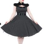 Korte jurk rockabilly pinup polkadot Hearts & Roses XS-S, Kleding | Dames, Verzenden, Zwart, Nieuw, Maat 34 (XS) of kleiner