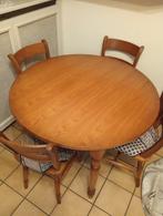 Eiken tafel rond 110 cm diameter en 4 eiken stoelen, Huis en Inrichting, Ophalen, Gebruikt