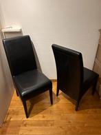 2 zwart lederen stoelen, Huis en Inrichting, Stoelen, Nieuw, Twee, Leer, Ophalen of Verzenden