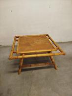 Vintage jaren ’70 rotan/bamboe salontafel 70x70cm, Gebruikt, 50 tot 100 cm, Vierkant, Ophalen of Verzenden