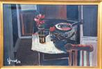 VERVISCH Godfried "Gedekte tafel" 1964 groot schilderij, Antiek en Kunst, Ophalen