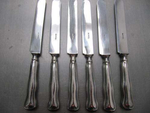 Antieke set van 6 zilveren messen, afkomstig uit Reppel, Antiek en Kunst, Antiek | Zilver en Goud, Zilver, Ophalen of Verzenden