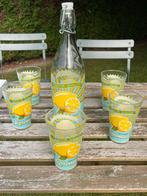 Limonadefles met bijhorende glazen, Ophalen, Glas of Glazen, Overige stijlen, Glas