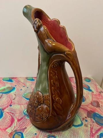 Art Nouveau Barbotine keramieke kan - Jugendstil 1900-1910 beschikbaar voor biedingen