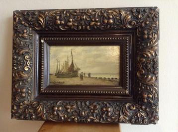 Schilderijtje marine op paneel ( Josef Schakewits 1848-1913) beschikbaar voor biedingen