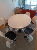 Tafel ovaal wit met 6 stoelen, Huis en Inrichting, Tafels | Eettafels, Ophalen, Zo goed als nieuw, Ovaal