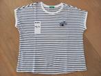 Tshirt blauw gestreept Benetton 7-8 jaar, Meisje, Ophalen of Verzenden, Zo goed als nieuw, Shirt of Longsleeve