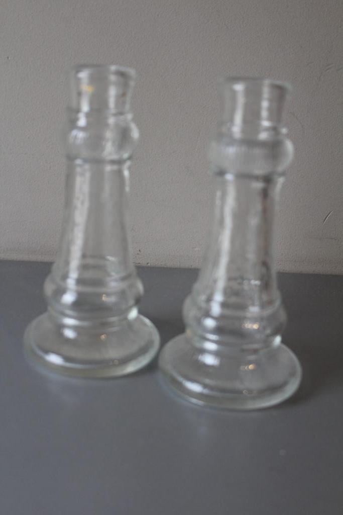 Glazen kandelaars, kan ook als kleine vaasjes, Huis en Inrichting, Woonaccessoires | Kandelaars en Kaarsen, Zo goed als nieuw