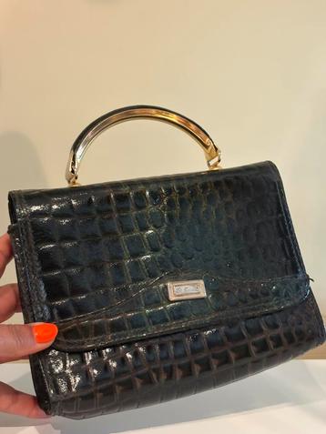 Vintage mini tophandle croco bag beschikbaar voor biedingen
