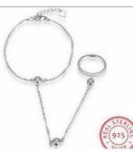 NYKKOLA Sieraden Armband Ring Vinger 925 sterling zilver set, Nieuw, Ophalen of Verzenden, Zilver, Zilver