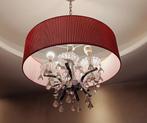 Lustre rouge à 5 branches, Enlèvement ou Envoi, Comme neuf, Tissus, Laiton ou murano