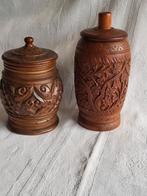 2 pots à tabac vintage en bois, Antiquités & Art, Enlèvement ou Envoi