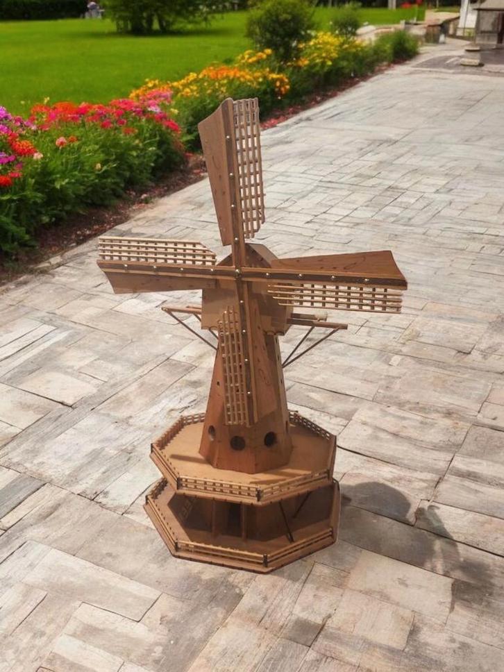 TE KOOP: Prachtig Houten Windmolenmodel met Muziekmechanisme, Tuin en Terras, Windwijzers en Windmolens, Ophalen