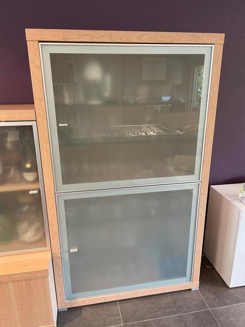Barkast licht beukenfineer mat glas 100 x 41 x 169, Huis en Inrichting, Kasten | Vitrinekasten, Gebruikt, Glas, Ophalen