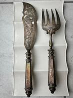Fish set Silver Plate 9 1/4” Engraved Pierced Serving Fork, Antiek en Kunst, Antiek | Bestek, Ophalen of Verzenden