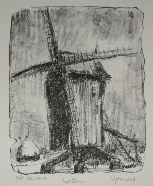 Vic Dooms (1912-1994): Molen Latem (38 x 46 cm), Antiek en Kunst, Kunst | Litho's en Zeefdrukken, Ophalen of Verzenden