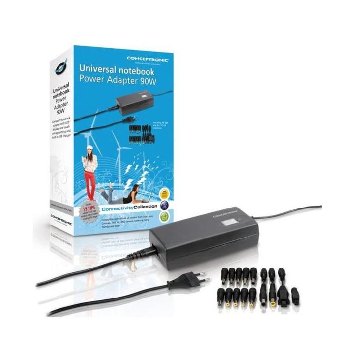 Conceptronic Universal Notebook Power Adapter 90W, Computers en Software, Laptop-opladers, Zo goed als nieuw, Ophalen