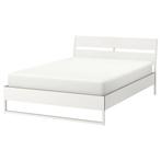 Tweepersoonsbed Ikea trysil wit + matras hamarvik, 160 cm, Comme neuf, Deux personnes, Bois