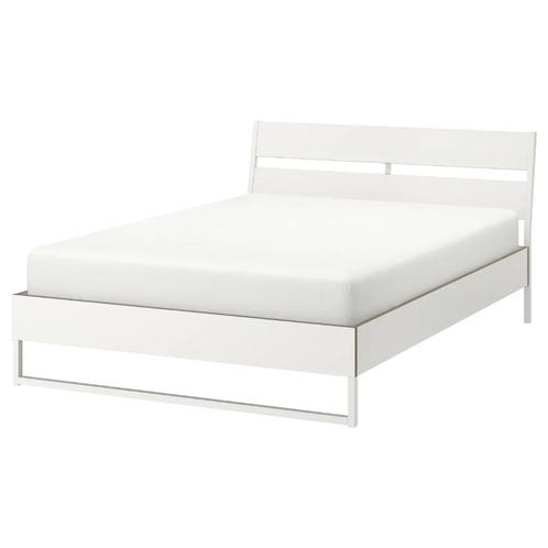 Tweepersoonsbed Ikea trysil wit + matras hamarvik, Maison & Meubles, Chambre à coucher | Lits, Comme neuf, Deux personnes, 160 cm