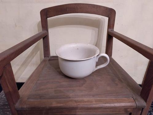 Antieke toiletstoel met po in porselein Moulin des Loups, Antiek en Kunst, Antiek | Meubels | Stoelen en Sofa's, Ophalen