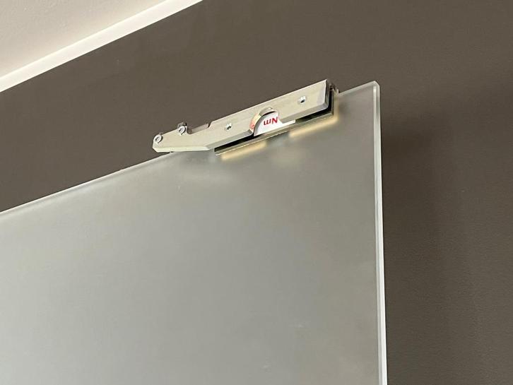 Glazen schuifdeur (melkglas), Doe-het-zelf en Bouw, Deuren en Vliegenramen, Zo goed als nieuw, Binnendeur, 200 tot 215 cm, 80 tot 100 cm